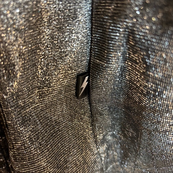 TRIPP NYC Sz M Silver Glitter Metallic Biker Moto Style Jacket Zipper Closure - Picture 15 of 15
